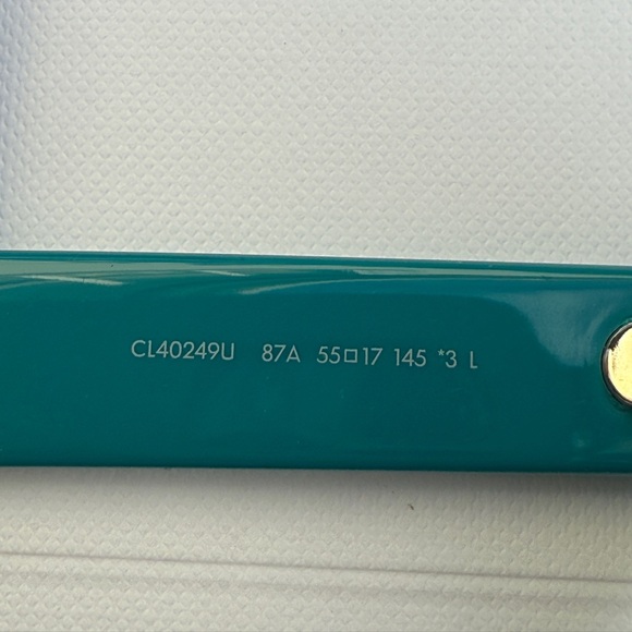 Celine MONOCHROMS 55mm Square Shiny Turquoise Smoke Green Sunglasses CL40249U - Picture 5 of 12